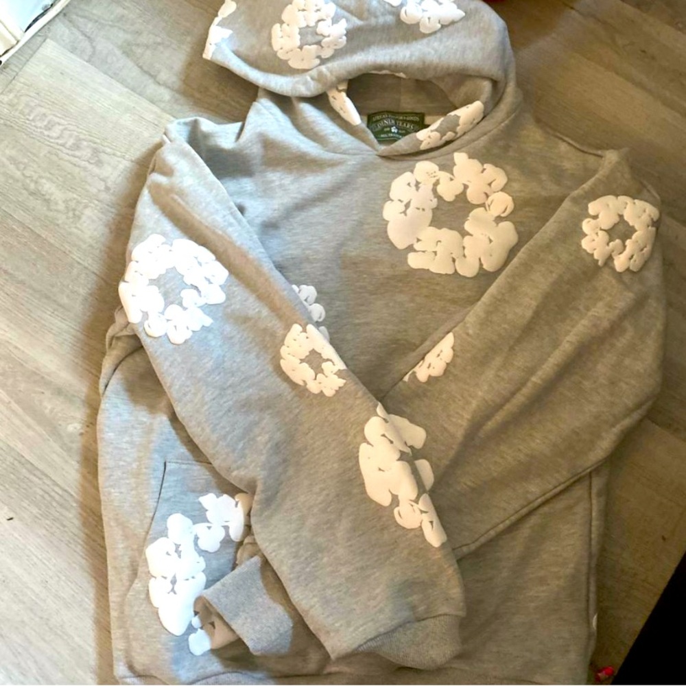 Grey denim tears hoodie